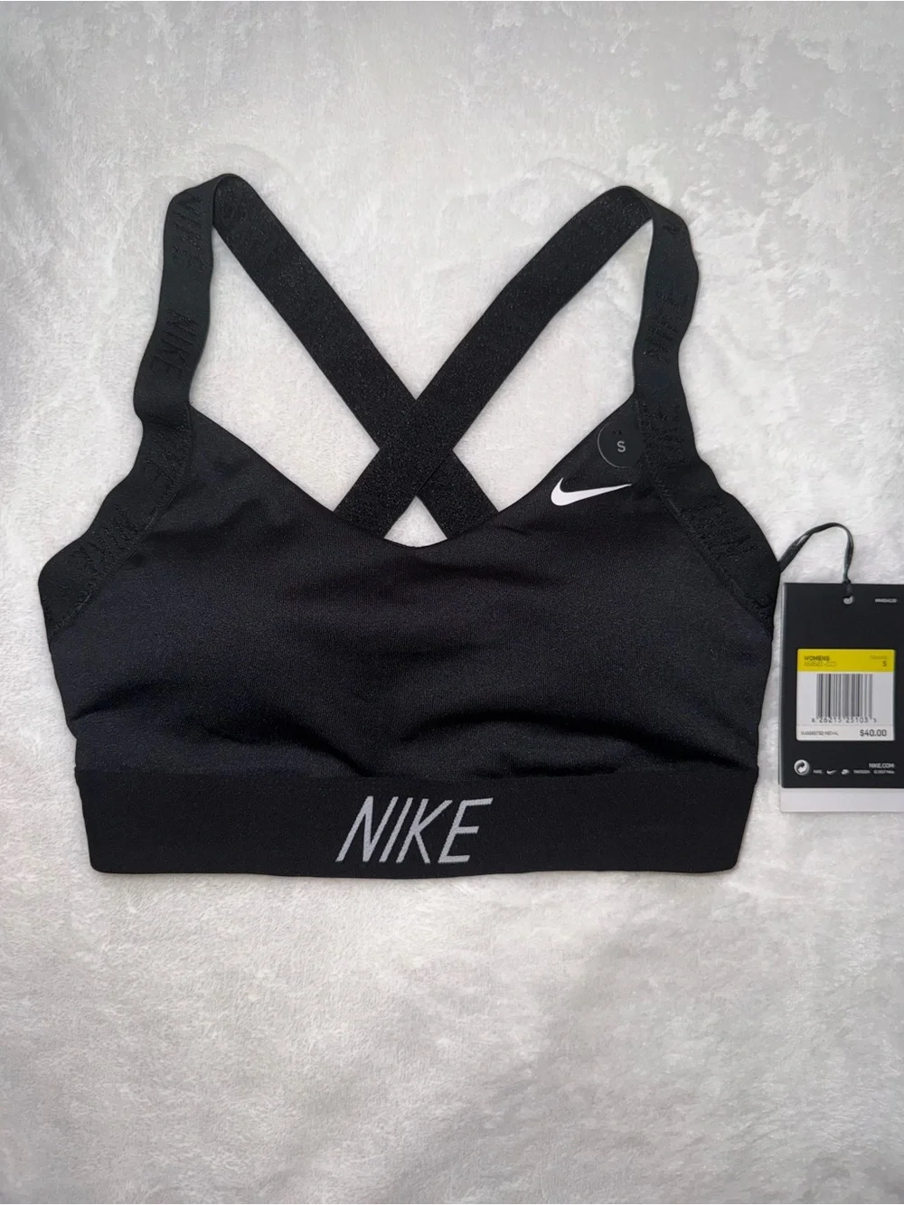 Nike Black Cross-Back Logo Sports Bra